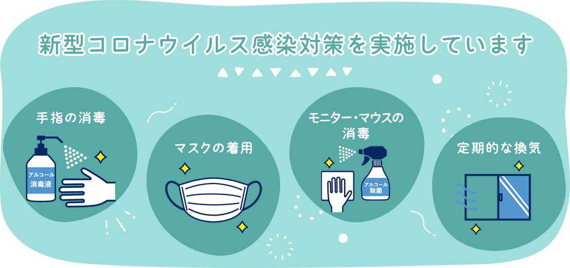 新型コロナウイルス感染対策を実施しています